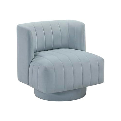 Lexicon Swivel Accent Chair, Textured Fabric Upholstered 360 Degree Swivel Barrel Chair with Channel Tufted, Comfort Seat, for Living Room, Bedroom, Office, Easy Assembly, Aqua Blue - color: Aqua Blue