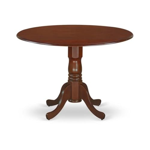 East West Furniture DLBO3-MAH-W 3 Piece Modern Dining Table Set Contains a Round Wooden Table with Dropleaf and 2 Dining Room Chairs, 42x42 Inch, Mahogany - color: Dlbo3-mah-w, size: Table + 2 Chairs