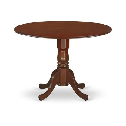 East West Furniture DLBO3-MAH-W 3 Piece Modern Dining Table Set Contains a Round Wooden Table with Dropleaf and 2 Dining Room Chairs, 42x42 Inch, Mahogany - color: Dlbo3-mah-w, size: Table + 2 Chairs
