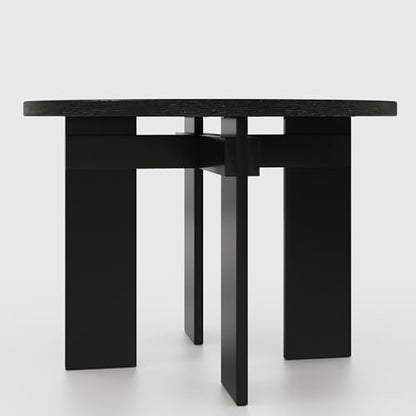 Rophefx 44.9" Round Dining Table for 4-6, Farmhouse Kitchen Table, Black | Modern wood table seats 4 to 6, with adjustable foot pads for stability in dining rooms, kitchens, or breakfast areas - color: Black