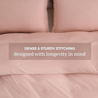 JSD Dusty Pink Duvet Cover Set King Size | 3 Piece Soft Microfiber Duvet Cover with Pillow Shams Zipper Closure, Comforter Not Included, Oeko-Tex Certified - color: Dusty Pink, size: King