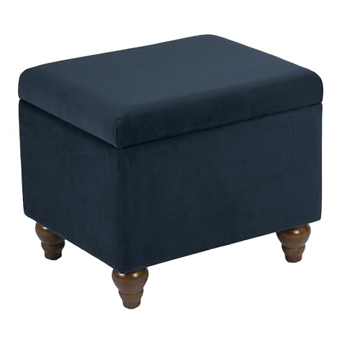 Spatial Order 22" Medium Rectangular Storage Ottoman - Blue Velvet - color: Blue Velvet