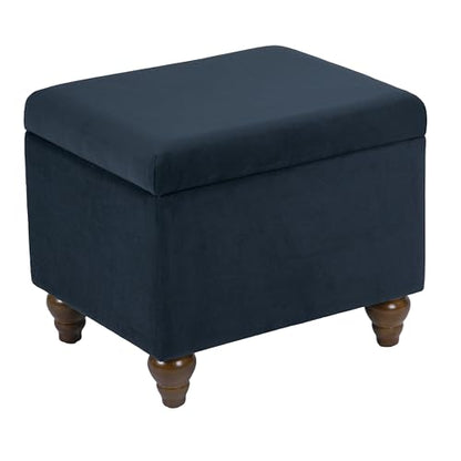 Spatial Order 22" Medium Rectangular Storage Ottoman - Blue Velvet - color: Blue Velvet