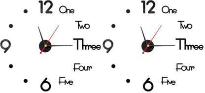 Fowecelt 10-20 Inch DIY Wall Clock 3D Frameless Silent Non Ticking, Black Round Battery Operated Modern Wall Clocks for Living Room Bedroom Office Home and Kitchen (Pack of 2) - size: Small (10-20 Inch) (Pack of 2)