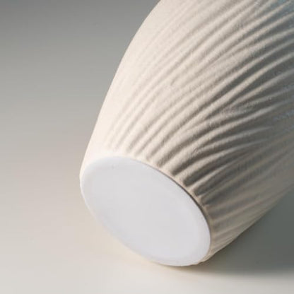 White Ceramic Vase Set of 2|Flower Vase for Home Decor with Rustic Textured