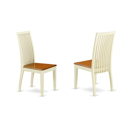East West Furniture ANIP3-BMK-W 3 Piece Dining Set Contains a Round Dining Room Table with Pedestal and 2 Wood Seat Chairs, 36x36 Inch, Buttermilk & Cherry - color: Anip3-bmk-w