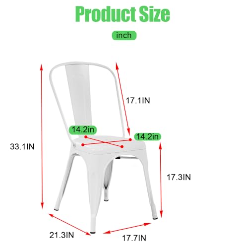 Dopinmin Cream Metal Dining Chairs Set of 4, Tolix Style, Patio Dining Chairs, 18' Seat Height, Stackable, Indoor/Outdoor - color: Cream