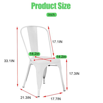 Dopinmin Cream Metal Dining Chairs Set of 4, Tolix Style, Patio Dining Chairs, 18' Seat Height, Stackable, Indoor/Outdoor - color: Cream