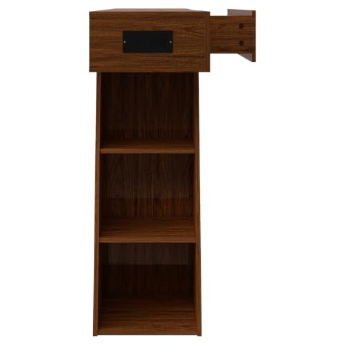 Console Table with Built-in Power Outlet, 60 Inch Narrow Farmhouse Sofa Table Behind Couch, Entryway Foyer Table with Side Storage Compartment & Slatted Bottom Shelf ，1PCS - color: Walnut
