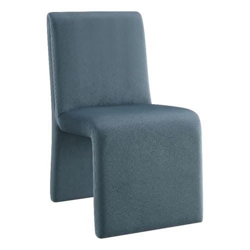 Modway Emory Upholstered Dining Side Chair in Cadet Blue - Single Armless Slipper Chair - Padded Performance Velvet Accent for Dining Room, Kitchen - color: Cadet Blue