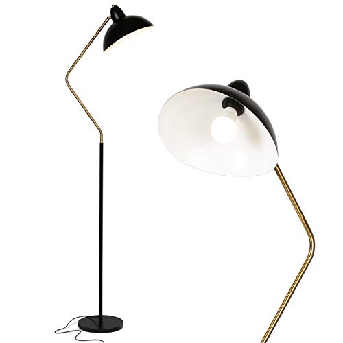 Brightech Swoop 69 in. Classic Black Industrial 1-Light Adjustable LED Floor Lamp with Black Metal Bowl Shade FL-SWP-BLK - color: Black