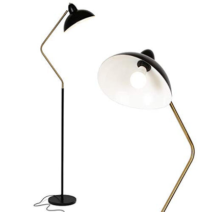 Brightech Swoop 69 in. Classic Black Industrial 1-Light Adjustable LED Floor Lamp with Black Metal Bowl Shade FL-SWP-BLK - color: Black