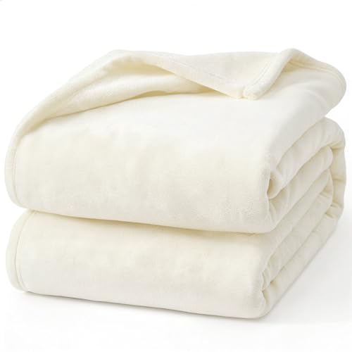 Hansleep King Beige Fleece Blanket, Soft Flannel Bed Blanket | Fuzzy Cozy Blanket 90x108 Inches, Multi-use for Bed, Sofa, Couch, Travel, Camping, All Season Warm Lightweight Cover - color: Beige, size: King (90x108 Inches)