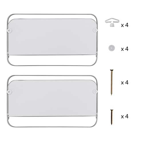 WELLAND White Floating Shelves Set of 2, Small Fold Down Wall Shelf Folding Display Wall Shelves for RV, Camper, Loft, Bedside | White Wooden Board & Metal Frame | 12" W x 5" D x 7" H - color: White+white