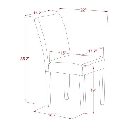 East West Furniture ABP1T61 Abbott Parson Dining Chairs - Baked Bean Faux Leather Upholstered Chairs, Set of 2, Black - color: Abp1t61