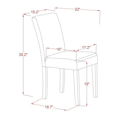 East West Furniture ABP1T61 Abbott Parson Dining Chairs - Baked Bean Faux Leather Upholstered Chairs, Set of 2, Black - color: Abp1t61