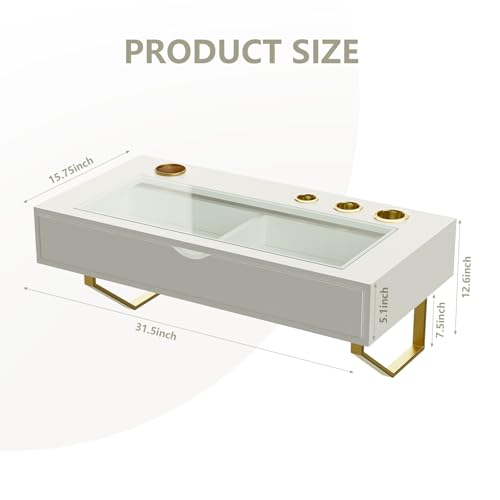 Floating Makeup Vanity Table, 31 inch Wall Mounted Desk for Bedroom, White | Floating Nightstand, Dressing Table with Drawer, Writing Desk, Saves Floor Space and Keeps Items Organized