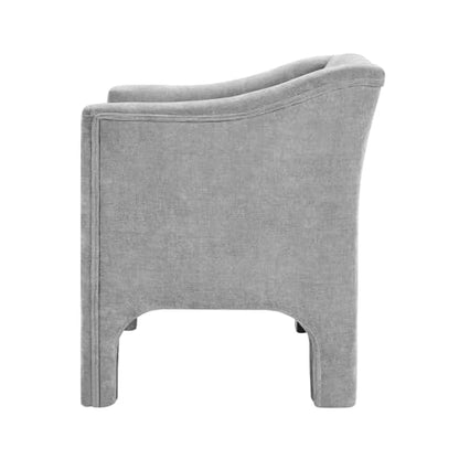 Penau Barrel Accent Chair, Chenille Upholstered Grey Seat | Soft Chenille Upholstery, Foam With Spring Pockets, Compact Living Room Seating, Bedroom Lounge Use