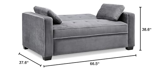 Serta Ainsley 66.5" Convertible Sleeper Loveseat, Full Size, Dreamcoil Comfort, Soft Woven Fabric, Charcoal - color: Charcoal, size: Full Loveseat