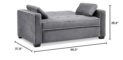Serta Ainsley 66.5" Convertible Sleeper Loveseat, Full Size, Dreamcoil Comfort, Soft Woven Fabric, Charcoal - color: Charcoal, size: Full Loveseat