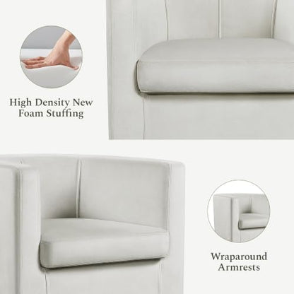 Yaheetech Barrel Accent Chair, Upholstered Modern Armchair, Beige | Soft Velvet Chair with High-Density Foam Seat, Barrel Sofa Chair for Living Room Bedroom Waiting Room - color: Beige, size: Set of 1