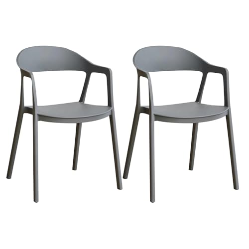 Stackable Dining Chair Plastic Dining Chairs Set of 2 with Hollow Back Dining Chairs Set Modern Save Space Kitchen Chairs - color: Gray