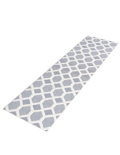 Rugs.com - Sabrina Soto Casa Rug – 12 Ft Runner Navy Blue Textured Cotton Runner Modern Geometric Design for Hallways and Entryways - color: Navy Blue, size: 2'7" x 12' (Runner)