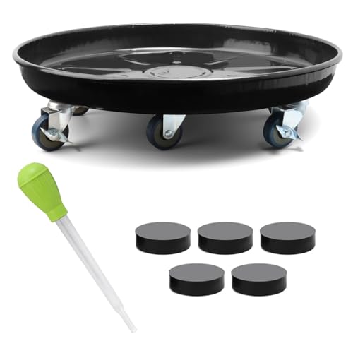 1 Pack 20 Inch Metal Plant Caddy With Lockable Wheels,Plant Stand Dolly for Heavy Planter,Wheeled Planter Saucer Tray,Rolling Plant Stand,Heavy-Duty Plant Caddy for Indoor and Outdoor(Black) - color: Black, size: 20 INCH 1PACK
