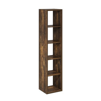 5-Cube Tall Bookshelf, Cubicle Shelf Bookcase with Open Back, Position Reversible Book Shelf, 15 x 16 x 72, for Home Office, Living Room, Amber Pine - color: Amber Pine, size: 5 Tier