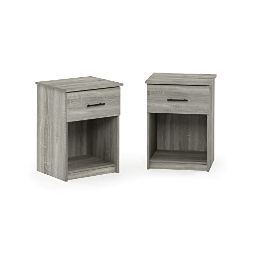 Furinno Tidur Nightstand, 2-Pack, French Oak Grey - color: French Oak Grey, style: 2-Pack Handle