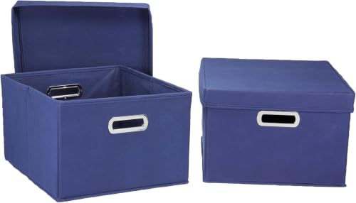 Household Essentials Fabric Storage Boxes with Lids and Handles, Blue (Pack of 8) - color: Navy, size: 2 Count (Pack of 8)