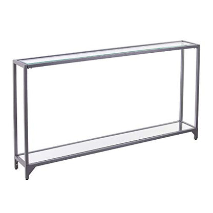 SEI Furniture - Bergen Narrow Console Table - Silver - Transitional Design, Metal and Glass - Ideal for Entryway, Living Room (CM3656) - color: Silver