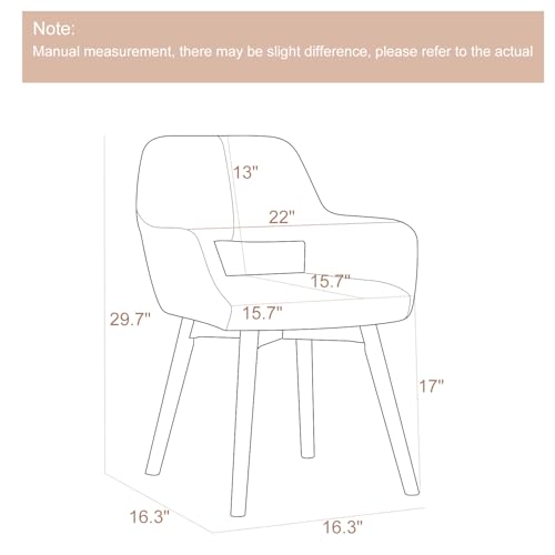 Desk Chair No Wheels Comfy Accent Chair for Living Dining Room Bedroom Vanity Chair Makeup Chair Home Office Mid Century Modern Upholstered Armchair Sofa (Gray, 1) - color: Grey