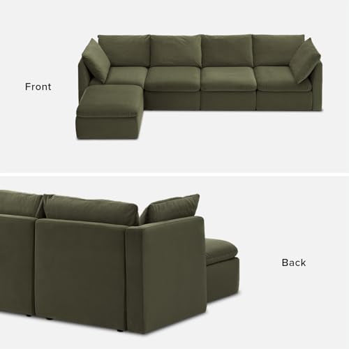 mopio Oversized Modular Sectional Sofa with Fully Removable Covers and Storage, Convertible U, L-Shaped and Sleeper Sectional, Modern Couches with Ottoman Chaise (Olive Green Velvet, 5 Seats, L) - color: [Gen 2] Olive Green Velvet, size: 5 Seats, L