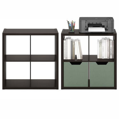 Furinno Cubicle Book Shelf Set of 2, 4-Cube Bookshelf, Black Dark Oak | 14.6 x 30 x 30, 1.2" Thick Frame Bookcase with Reversible Open Back, for Living Room, Bedroom, Home Office - color: Black Dark Oak, size: Set of 2, 4-Cube