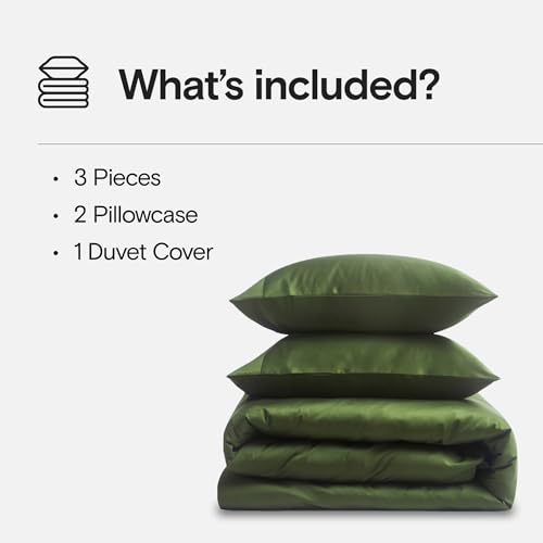 DOZ Duvet Cover Set, 100% Viscose derived from Bamboo, Organically Grown, Buttery Soft, Cooling Duvet Covers, High GSM, 1 Duvet Cover and 2 Pillowcases, 90"x90" (Forest, Full/Queen) - color: Forest, size: Full/Queen