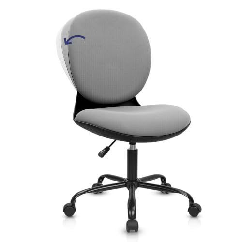 CLATINA Armless Office Desk Chair with Wheels, Ergonomic Tilt Backrest Executive Chairs Adjustable Height Mid Back Swivel Rolling Computer Task Chair for Home Bedroom Study Save Space Saving, Grey - size: 1 Pack