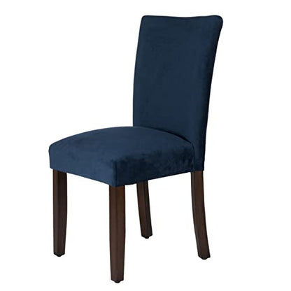 HomePop Parsons Classic Upholstered Accent Dining Chair, Set of 2, Navy Velvet - color: Navy Velvet, style: Pack of 2