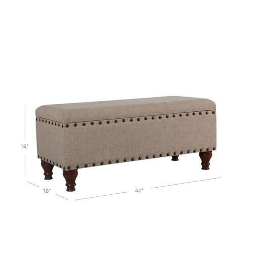 HomePop 42" Storage Bench with Nailhead Trim - Tan - color: Tan
