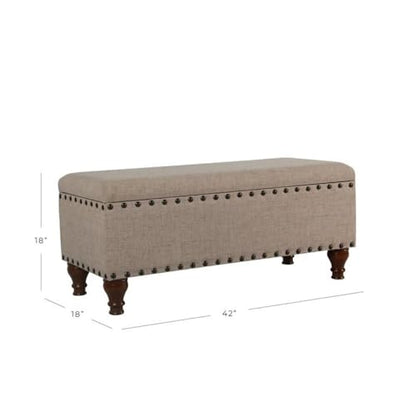 HomePop 42" Storage Bench with Nailhead Trim - Tan - color: Tan