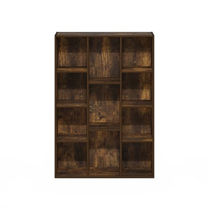 Furinno LUDER Book Shelf, 11-Cube Bookshelf, Reversible Bookcase, 9.4 x 29.1 x 41.7, Easy Assembly, for Living Room, Bedroom, Home Office, Amber Pine - color: Amber Pine, size: 11-Cube