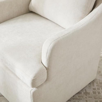 VKNOW Upholstered Dining Chairs Set of 6, Dining Room Chairs with Casters | Modern Rolling Dining Chairs with Armrest, Soft Chenille Fabric, Washable Cover, Easy Assembly, Living Room, Bedroom, Cream - color: Cream, size: 6