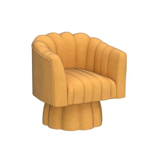 Dewhut Swivel Accent Chair, Barrel Accent Chair, Velvet, Mustard | Velvet Upholstered Round Arm Chair with 360° Swivel Base, Mid Century Modern Living Room Chair, Easy Setup - color: Mustard