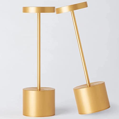 2Pack Cordless Table Lamp, Rechargeable LED Battery 5000mAh Metal USB Portable Powered Desk Lamp, 3 Levels Brightness Light for Restaurants Outdoor (2pack 10.25in Gold) | Battery 5000mAh Metal USB Portable Powered Desk Lamp, 3 Levels Brightness Light for
