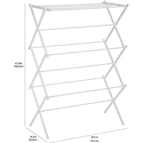 Amazon Basics Foldable Portable Clothes Drying Rack for Indoor Air Drying, Collapsible Design, 14.5" D x 29.5" W x 41.8" H, White - color: White