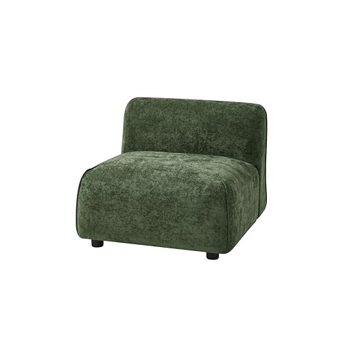 Christopher Knight Home Heca Low Profile Modern Accent Chair, Upholstered Lounge Chair Indoor, Curved Single Sofa, Wooden Frame and Thick Cushion, Space-Saving Armless Living Room Chair, Green - color: Green