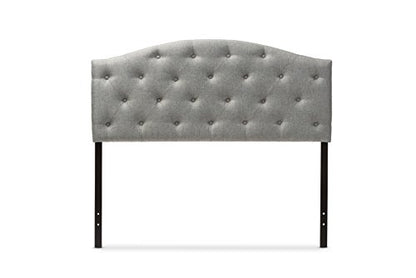 Baxton Studio Myra Modern and Contemporary Full Size Grey Fabric Upholstered Button-Tufted Scalloped Headboard - color: Gray, size: Full