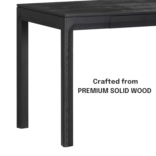 Flow Modern Wooden Rectangle Desk Table with Hidden Drawer – Waterproof & Heat Resistant, Burnt Black - color: Burnt Black, size: 47 Inch, style: Desk