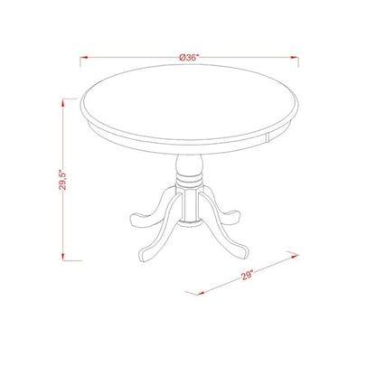 BOWERY HILL 36" Round Wood Dining Table, Black and Cherry Finish, Traditional Style, Pedestal Base, Solid Rubberwood Construction, Mid-Century Design for Kitchen or Dining Room Use - color: Black and Cherry