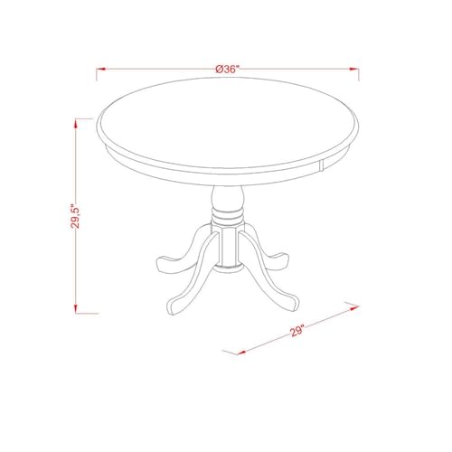 BOWERY HILL Round Wood Dining Table, 36" Diameter, Linen White Finish, Solid Rubber Wood Construction, Pedestal Base, Traditional Style for Kitchen or Dining Room - color: Linen White